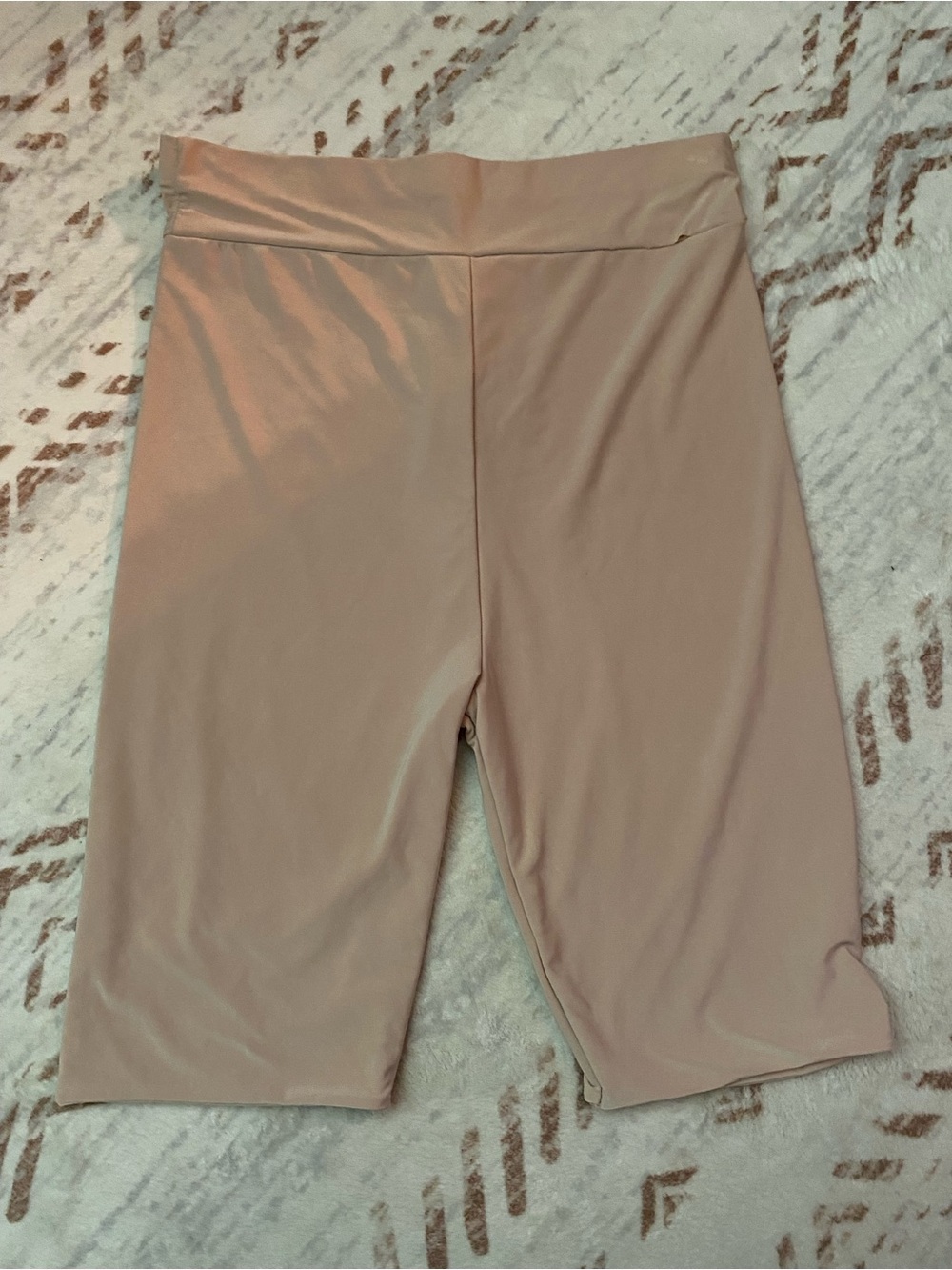 NWT PrettyLittleThing Nude High Waisted Bike Shorts Size US 8 / UK 12 (Flawed)